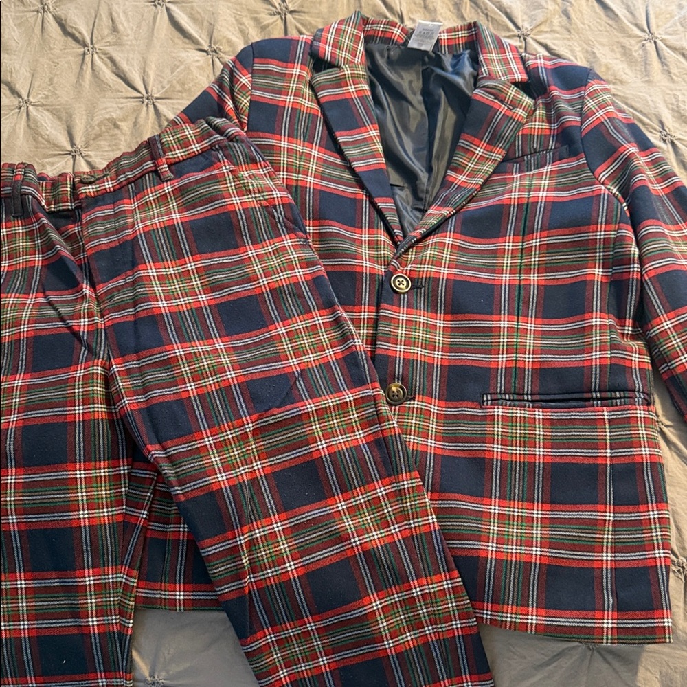 Gymboree Red and Blue Plaid Suit Set